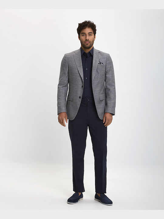 Boss Micro-Pattern Slim Fit Blazer Grey