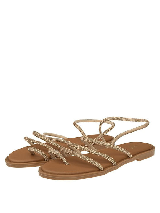 J&C Damen Flache Sandalen in Gold Farbe