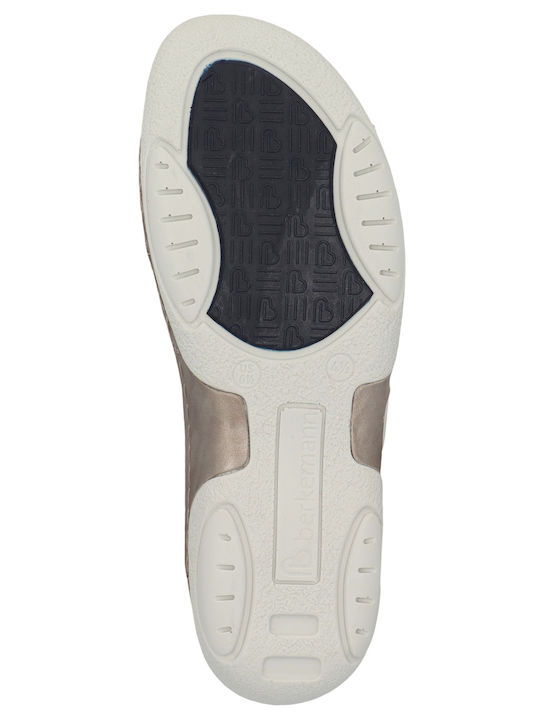 Leather Women's Flat Sandals Anatomic with Strap in Beige Color