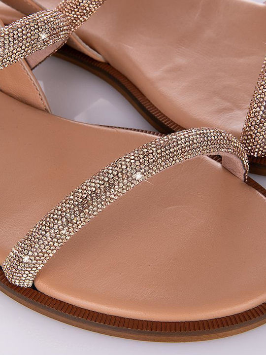 Leather Women's Flat Sandals Rose Gold