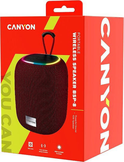 Canyon BSP-8 Ηχείο Bluetooth 10W με Διάρκεια Μπαταρίας έως 3 ώρες Κόκκινο