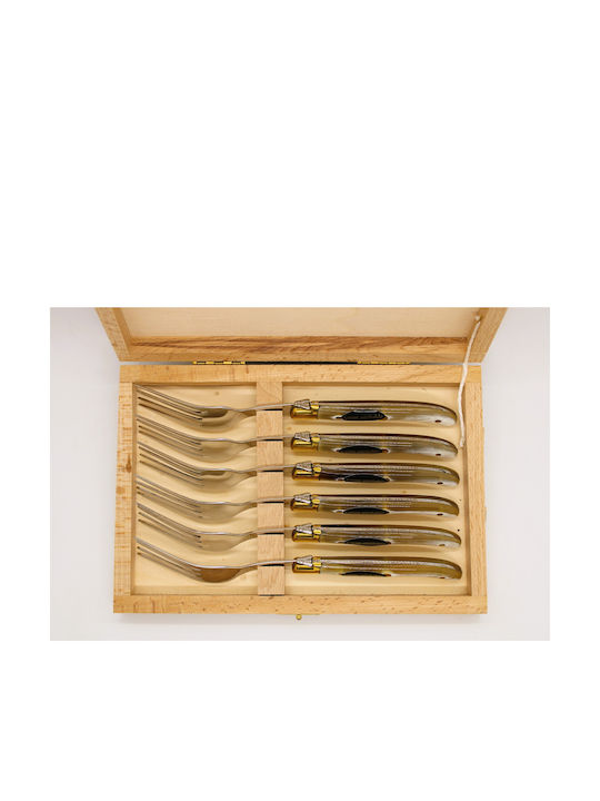 Claude Dozorme Laguiole Set de Furculițe Fructe/Desert Inoxidabile Beige 6buc