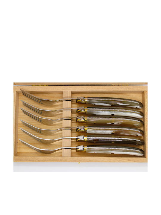 Claude Dozorme Laguiole Set de Furculițe Alimente Inoxidabile Coffee 6buc