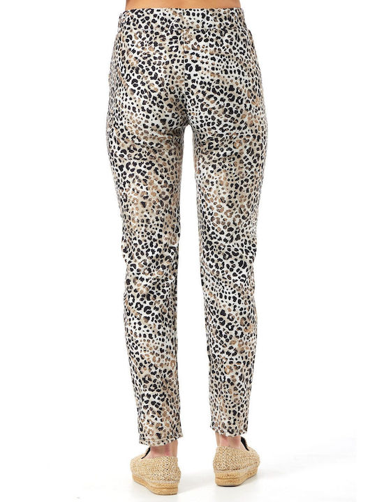 Anna Raxevsky Women's Fabric Trousers Leopard