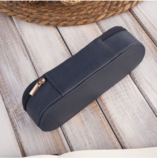 Leather Case Glasses Pencil Case Navy Blue Paolo Peruzzi T-82-db