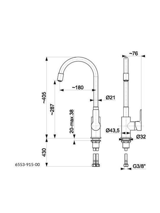 KFA Kitchen Faucet Counter Black