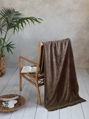 Nima Jacquard Beach Towel Brown