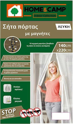 Home & Camp Magnetic Mosquito Net for Door White 220x140cm