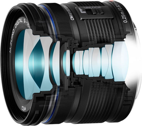 Olympus Φωτογραφικός Φακός Black Ez M0918 Lense Wide Angle Zoom για Olympus 4/3 Mount Μαύρος