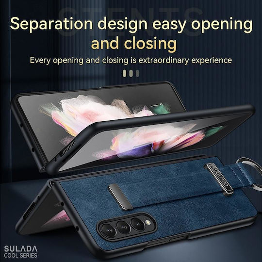Samsung Galaxy Z Fold3 5g Sulada Cool Series Pc + Leather Texture Skin Feel Shockproof Phone Case Orange