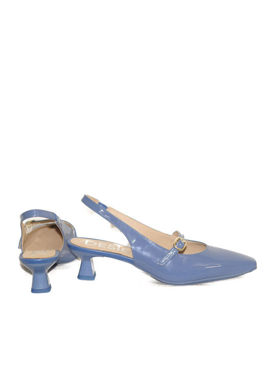 Pantof cu Toc Desiree Sky Blue din Piele Lăcuită Elba16