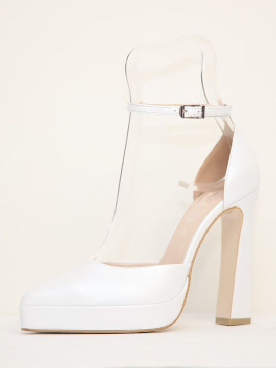 Pantofi cu toc Albe