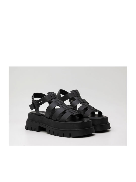 Replay Damen Flache Sandalen in Schwarz Farbe