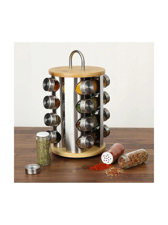 Klausberg Bamboo Tabletop Spice Rack with Stand Brown 16pcs KB-7553