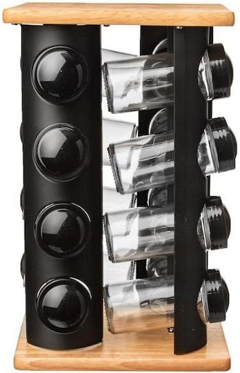 Orion Orion Θήκες Μπαχαρικών Γυάλινες σε Βάση Black 16τμχ