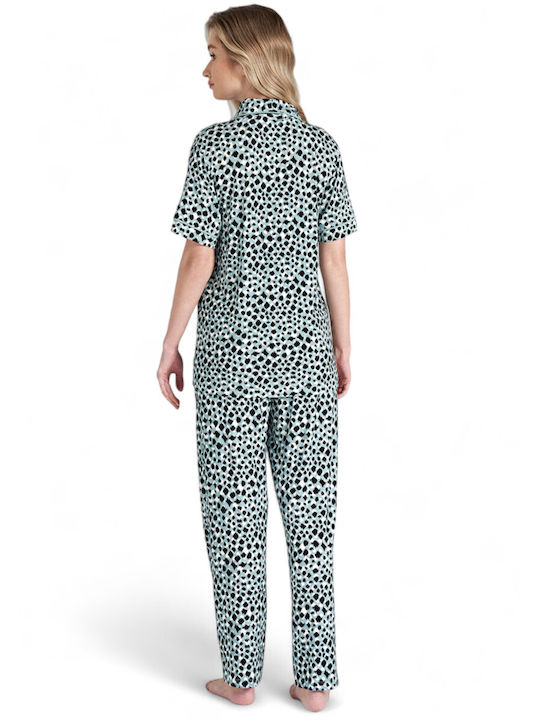 Closet22 Sommer Damen Pyjama-Set Petrol