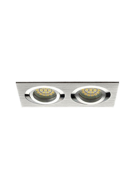Kanlux Square Metallic Recessed Spot with Socket GX5.3 1pcs