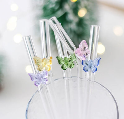 Tanto Glass Straws Butterflies 6 Pieces