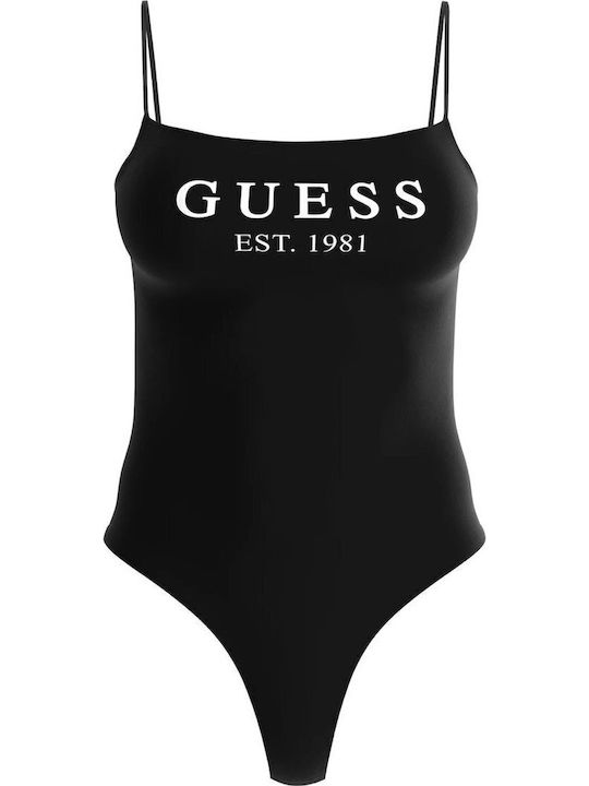Spaghetti Strap Bodysuit Slim Fit Jet Black