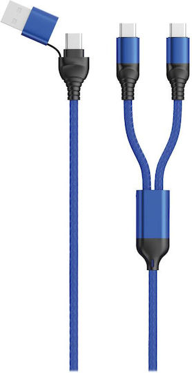 2GO Type-c Duo USB 2.0 Cable USB-C male - USB-A / USB-C Blue 1.2m (797366)