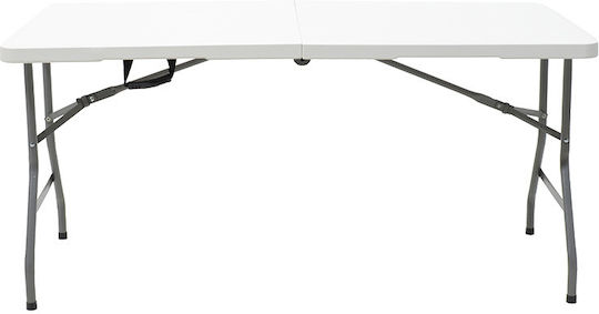 Rodeo Outdoor Dinner Foldable Table with Plastic Surface and Metal Frame White 240x76x74cm