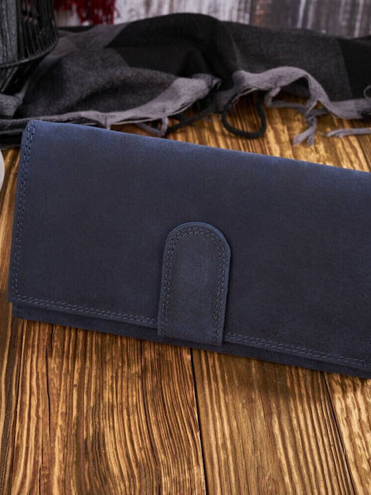 Leder Damen Geldbörse Klassisch mit RFID Marineblau