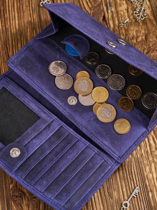 Groß Leder Damen Geldbörse Klassisch mit RFID Lila