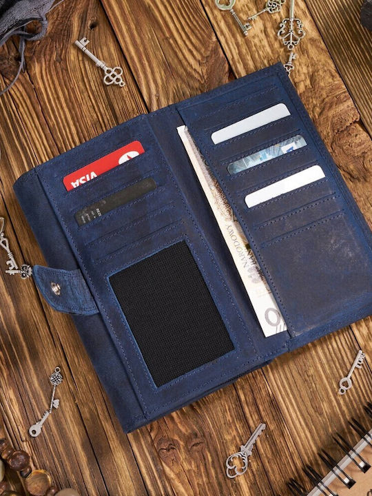 Leder Damen Geldbörse Klassisch mit RFID Marineblau