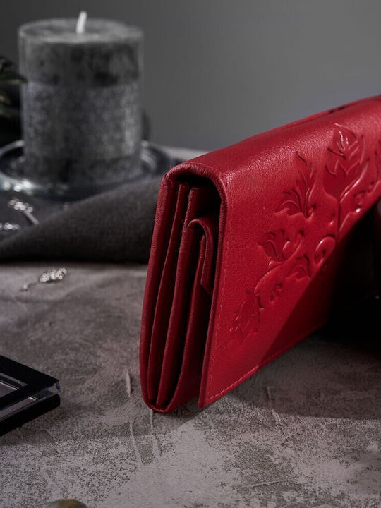 Large Leather Women's Wallet with RFID Red