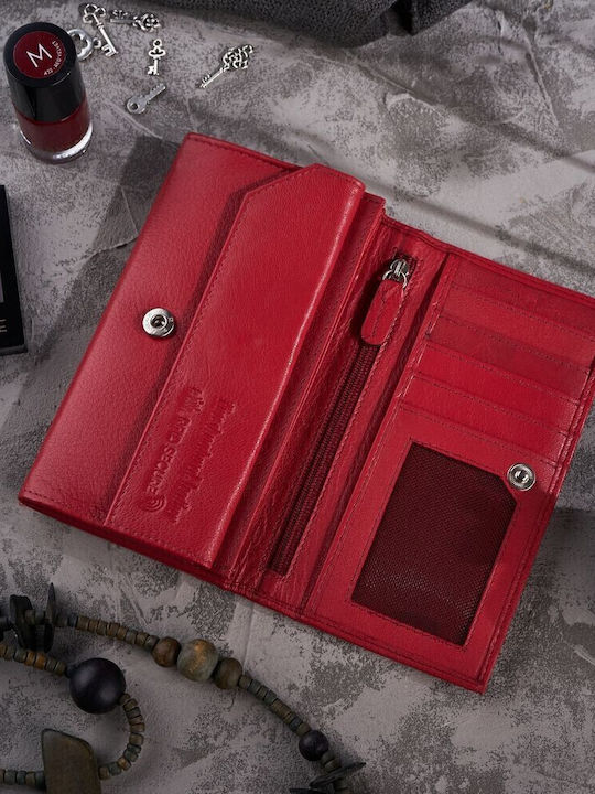 Large Leather Women's Wallet with RFID Red