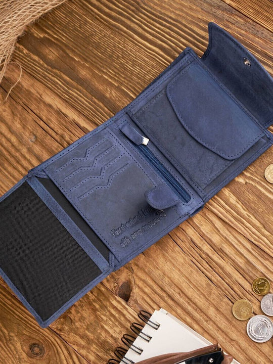 Klein Leder Damen Geldbörse Klassisch mit RFID Marineblau