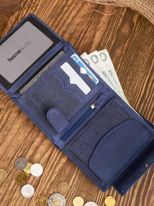 Klein Leder Damen Geldbörse Klassisch mit RFID Marineblau