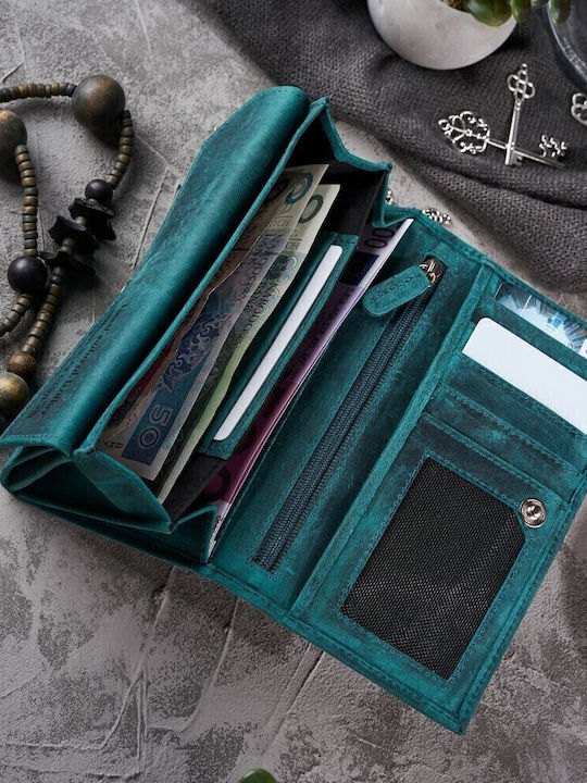 Large Leather Women's Wallet Classic with RFID Green