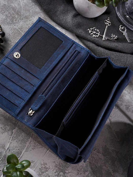 Large Women's Wallet Classic with RFID Navy Blue