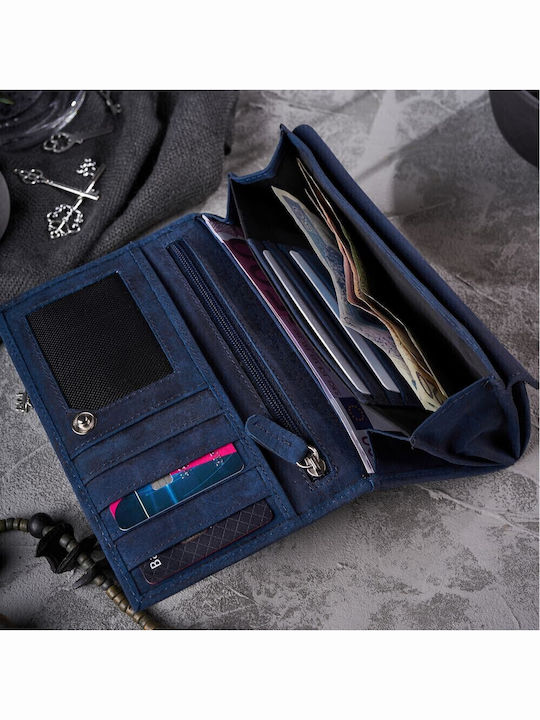 Large Women's Wallet Classic with RFID Navy Blue