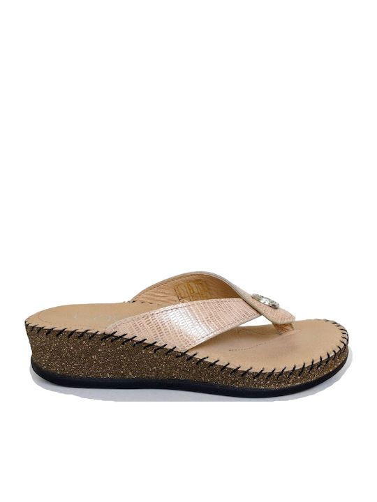 Leather Women's Flat Sandals Beige