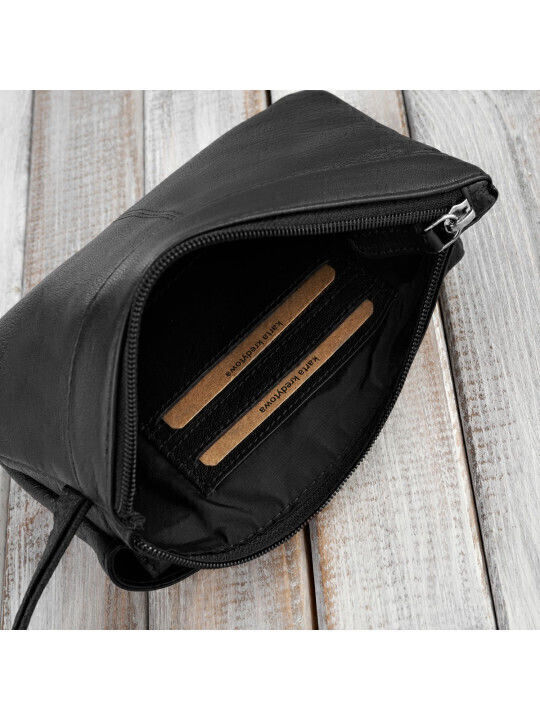 Leder Herrentasche Handtasche Schwarz