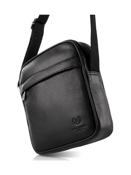 Leder Herrentasche Schulter / Crossbody Schwarz