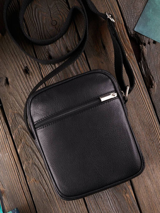 Leder Herrentasche Schulter / Crossbody Schwarz
