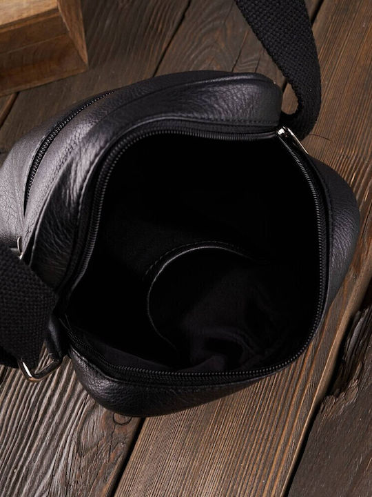 Leder Herrentasche Schulter / Crossbody Schwarz