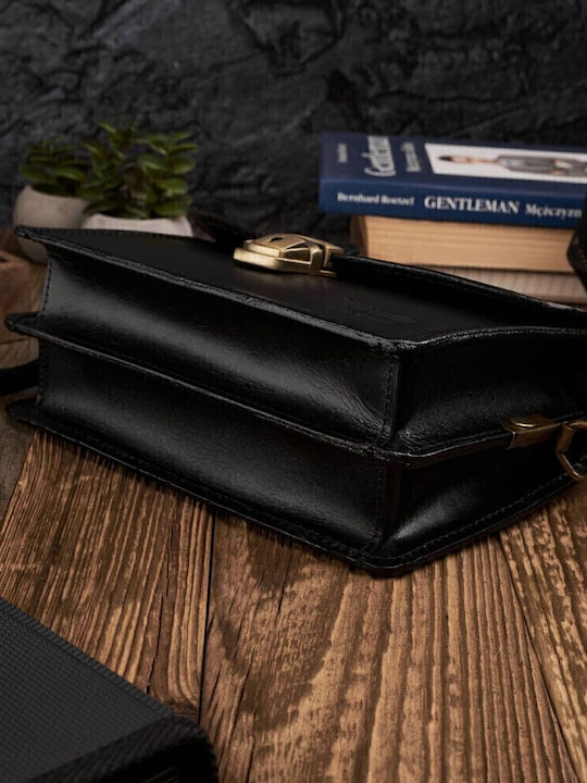 Leder Herrentasche Schulter / Crossbody Schwarz
