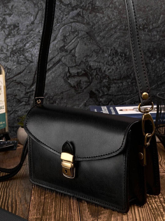 Leder Herrentasche Schulter / Crossbody Schwarz