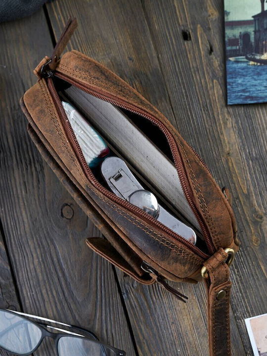 Leather Men's Bag Handbag Brown