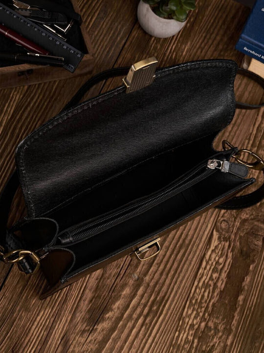 Leder Herrentasche Schulter / Crossbody Schwarz