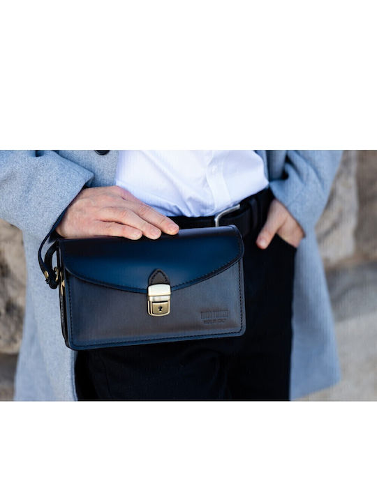 Leder Herrentasche Schulter / Crossbody Schwarz