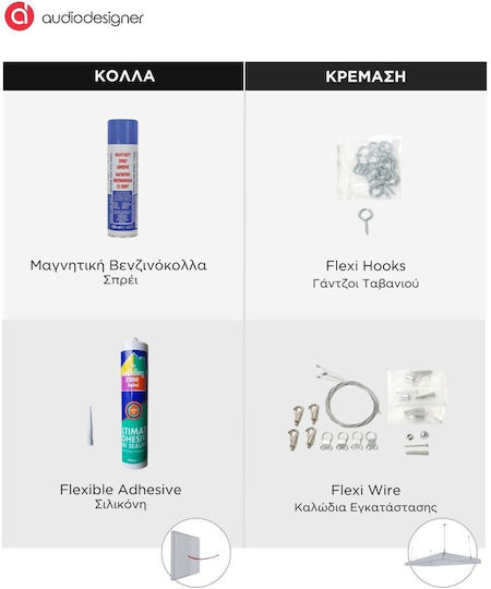 Audiodesigner Ecoplan Square Звукопоглъщащ Панел (4 Бройки) 100см x 100см x 40мм в Бял Цвят