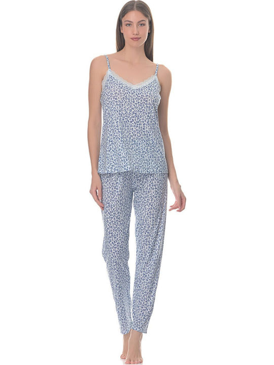 Sorrisino Summer Women's Robe with Pyjama Blue
