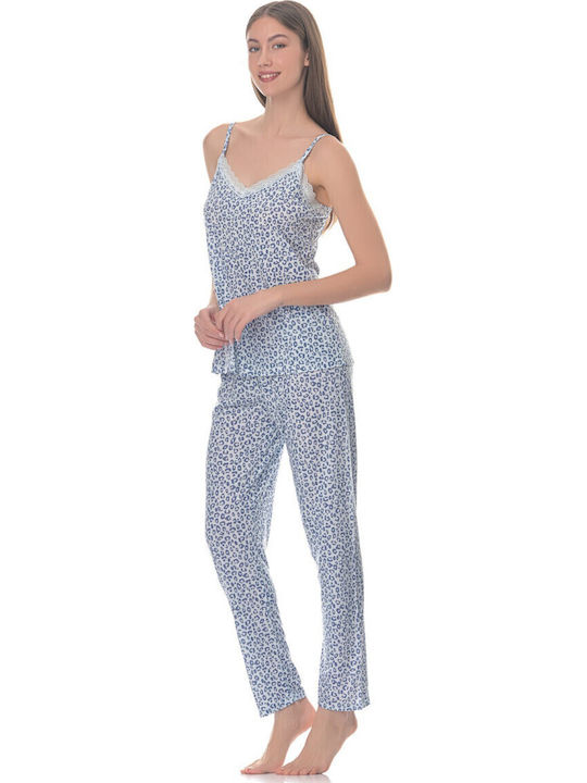 Sorrisino Summer Women's Robe with Pyjama Blue