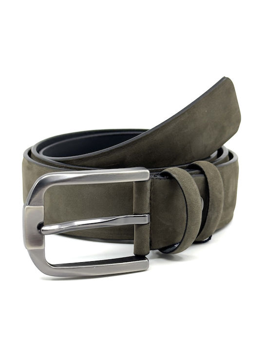 Men's Belt Leather Khaki LC-01/OLIVE