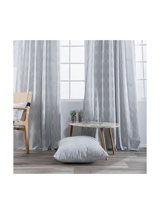 Teoran Κουρτίνα με Τρουκς Vivero Γκρι 140x275εκ.